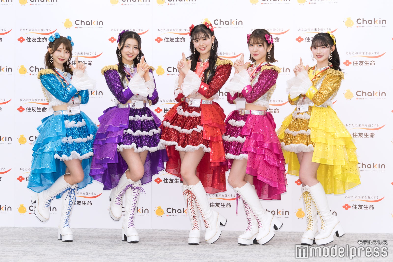 （左から）辻野かなみ、杏ジュリア、坂井仁香、小泉遥香、菅田愛貴（※吉川ひよりは欠席）／超ときめき宣伝部（C）モデルプレス