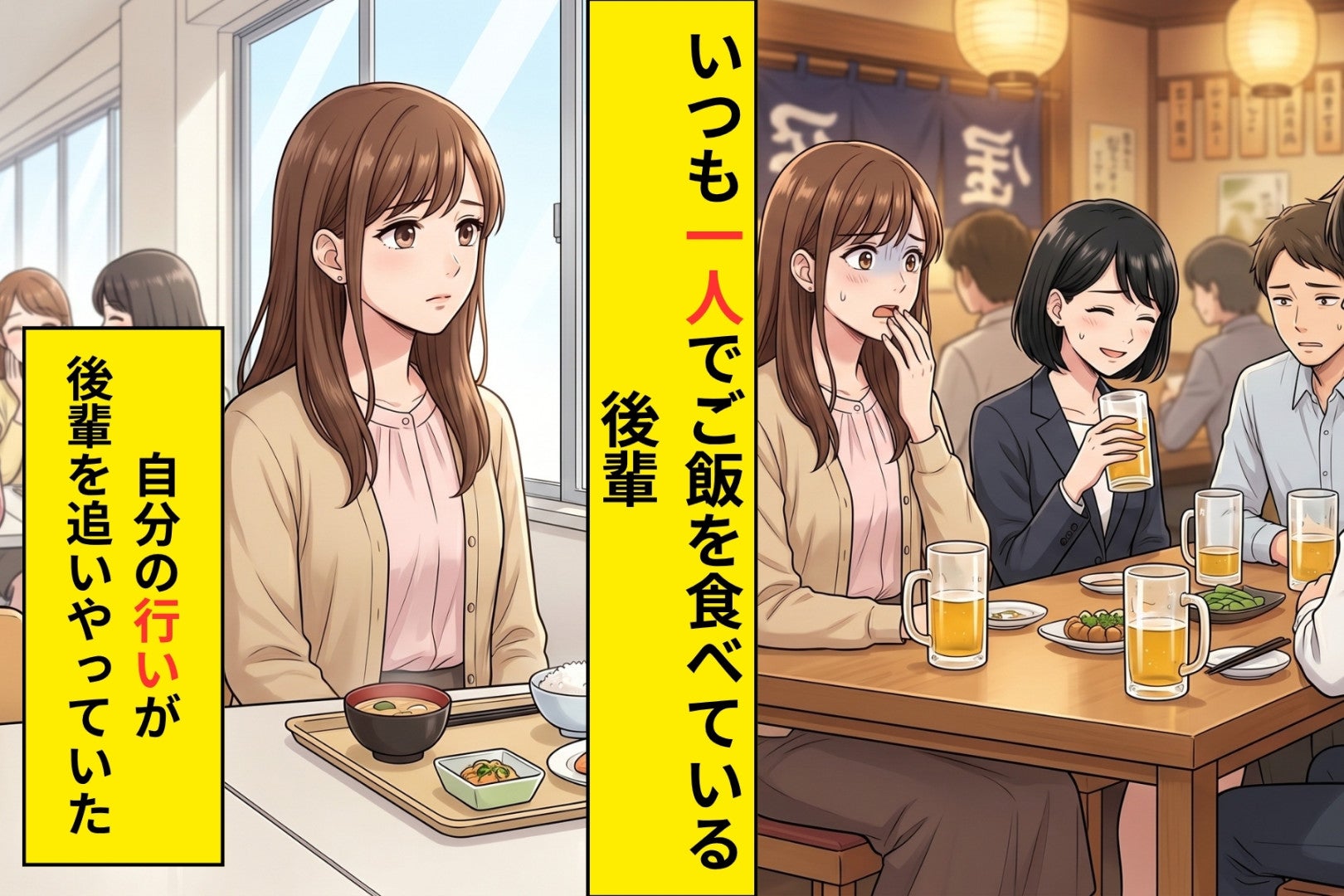 「いつも一人でご飯」と笑う後輩→歓迎会で口にした事実に、全員が何も言えなくなった