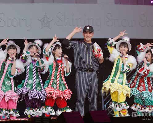 田中将大投手、ももクロライブで突然登板 百田夏菜子と野球勝負でデットボール?
