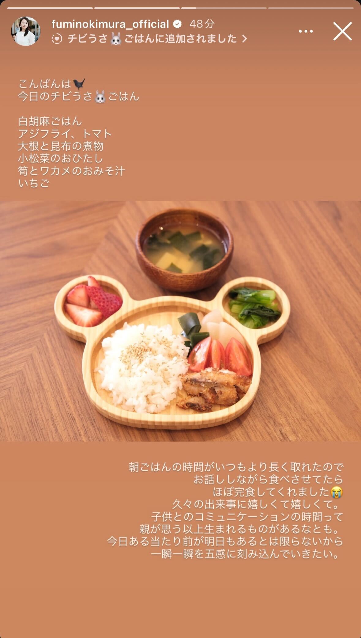 木村文乃Instagramストーリーズより