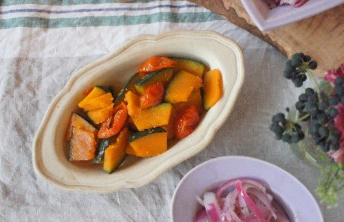 カボチャとトマトのオリーブオイルソテー