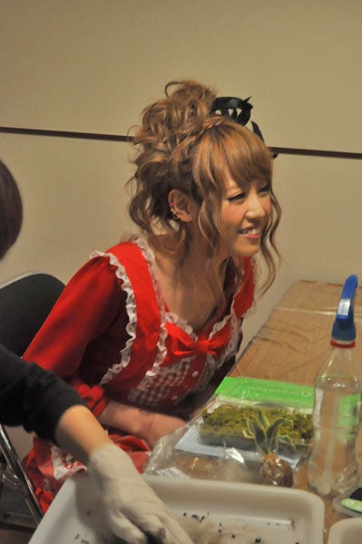 舟山久美子/苔玉作りの様子