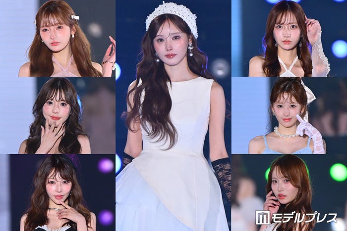 「KANSAI COLLECTION 2026 AUTUMN&WINTER」に出演した(左上から)まみ、桜咲みお、桜井みづき(中央)きほ(右上から)あすか、りぼん、にいな(C)モデルプレス