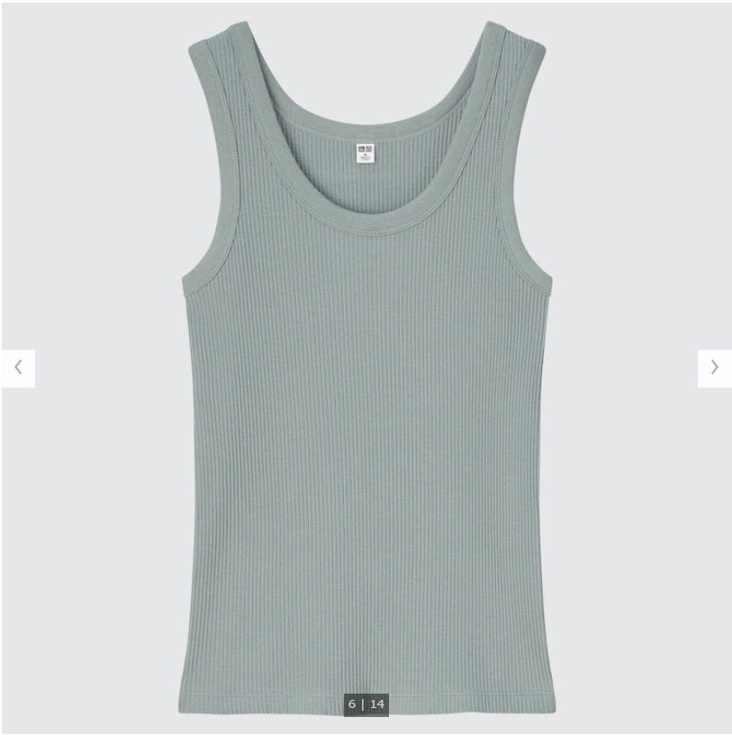 ユニクロ　uniqlo　レディース　アイテム　おすすめ　オススメ　トレンド　人気　コスパ　使える　おしゃれ　お洒落　オシャレ　2022　夏　人気トップス　人気　トップス　リブタンクトップ　グリーン　タンクトップ
