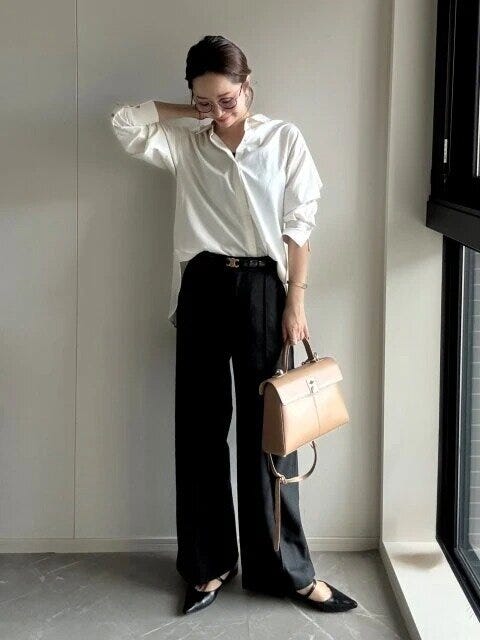 着回しコーデ 2025秋冬ユニクロ女性ブラッシュドジャージーワイドパンツ着回しコーデ