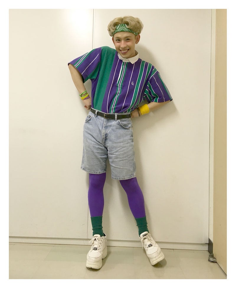 番組で「茄子が好きなエアロビボーイ」がコンセプトと紹介したファッション／りゅうちぇる公式ブログ（LINE）より