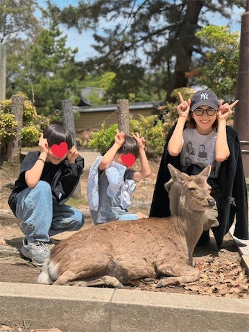 安田美沙子、長男バースデー旅行で奈良満喫「しかさん そんな遠い目しないで笑」