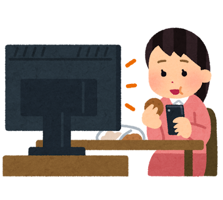 ながらスマホのイラスト(女性)