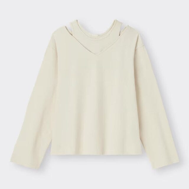 GU　垢抜けトップス　春コーデ　マルチウェイT