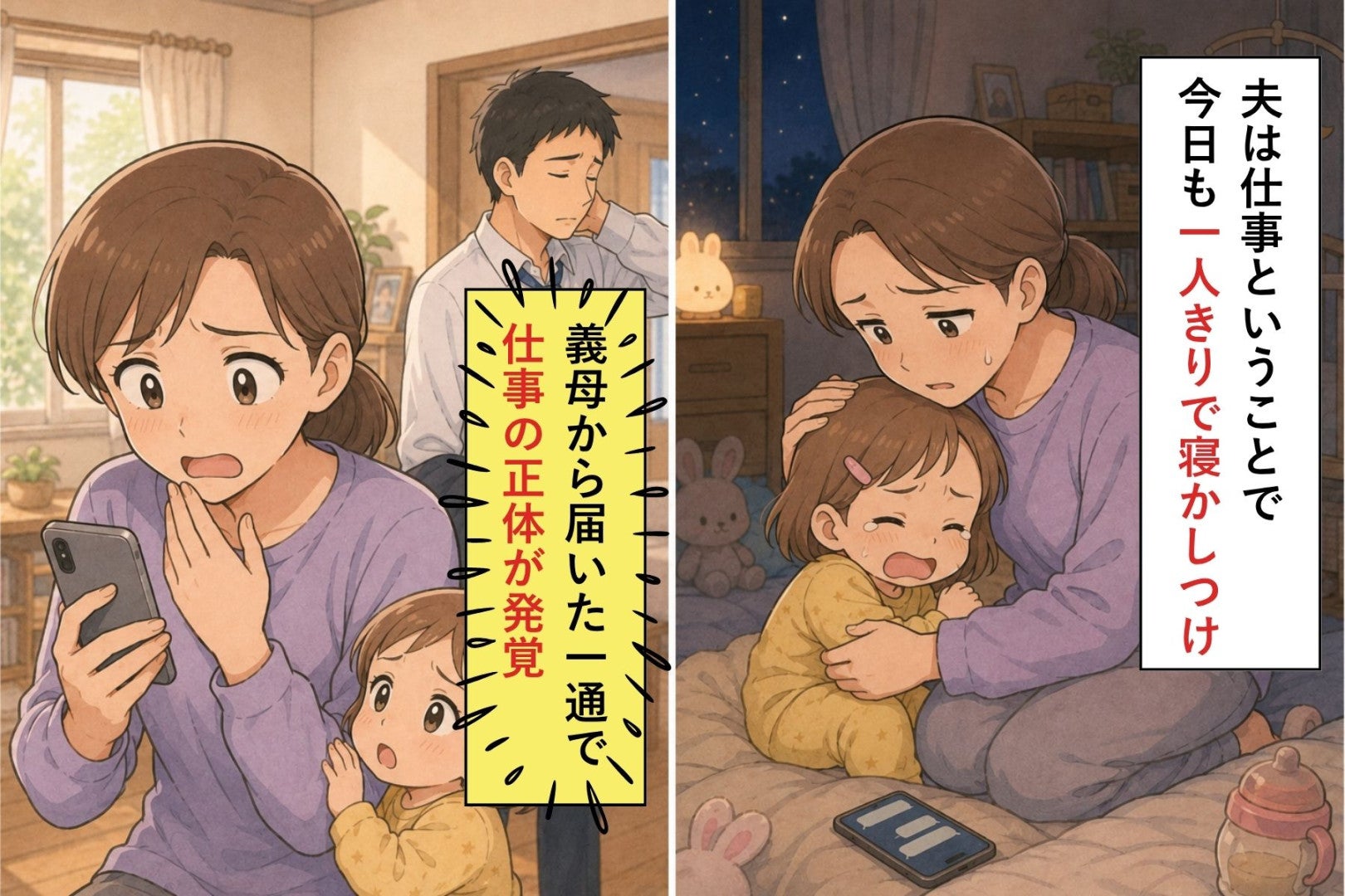 「仕事の付き合いだから」と朝帰りした夫→義母から届いた一通のメッセージで嘘が崩れた