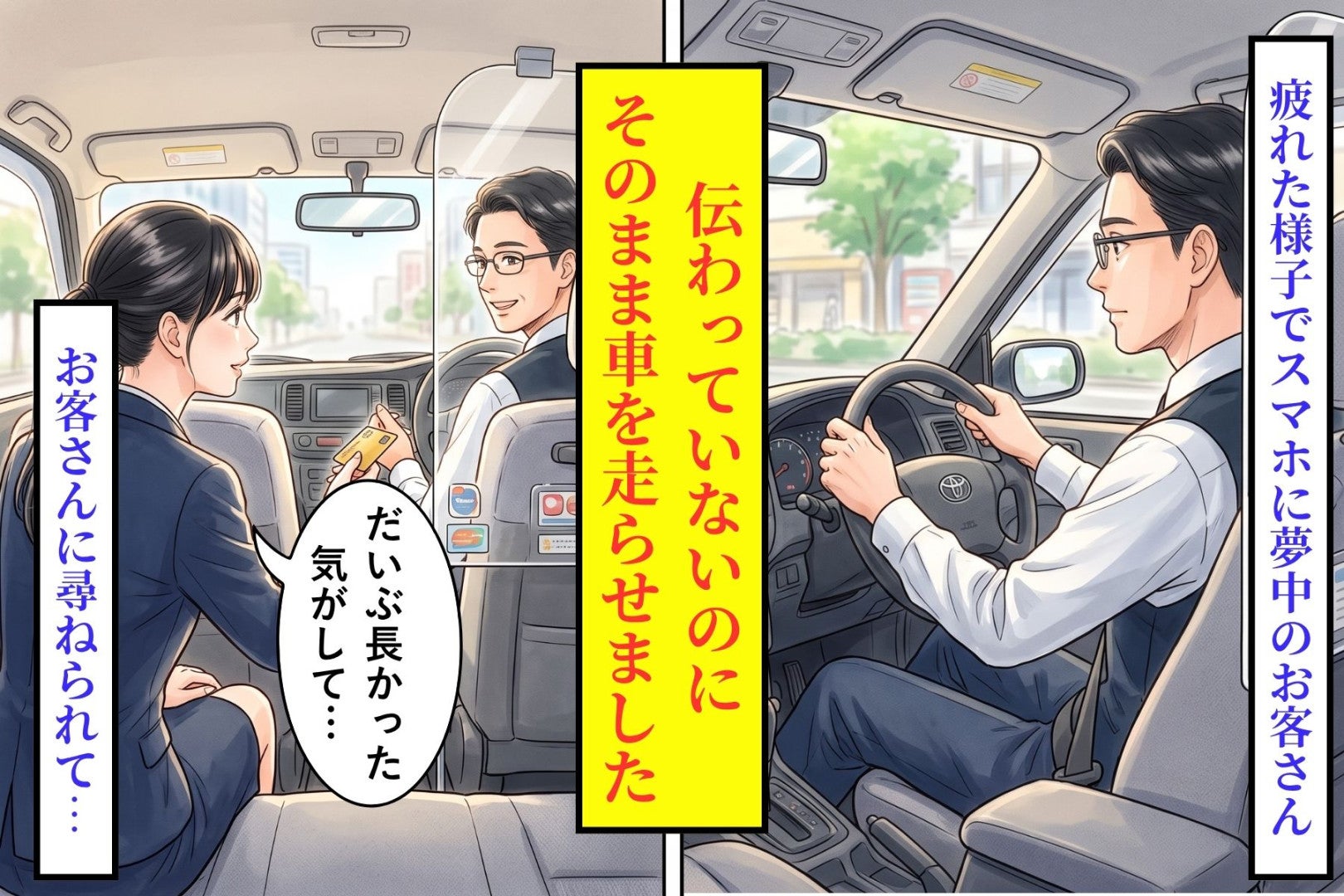 大通りの工事日、疲れた客を乗せた迂回運転で伝え損ねた案内の話