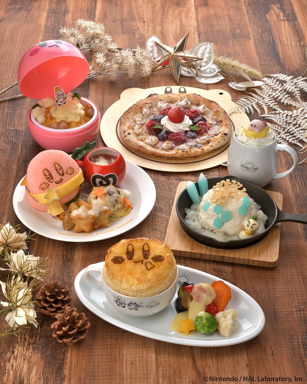 「カービィカフェ WINTER」ピンク色バーガーや和風あんみつなど冬限定フード続々