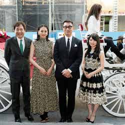 「第40回モントリオール世界映画祭」に参加した（左から）君塚良一、長澤まさみ、中井貴一、志田未来