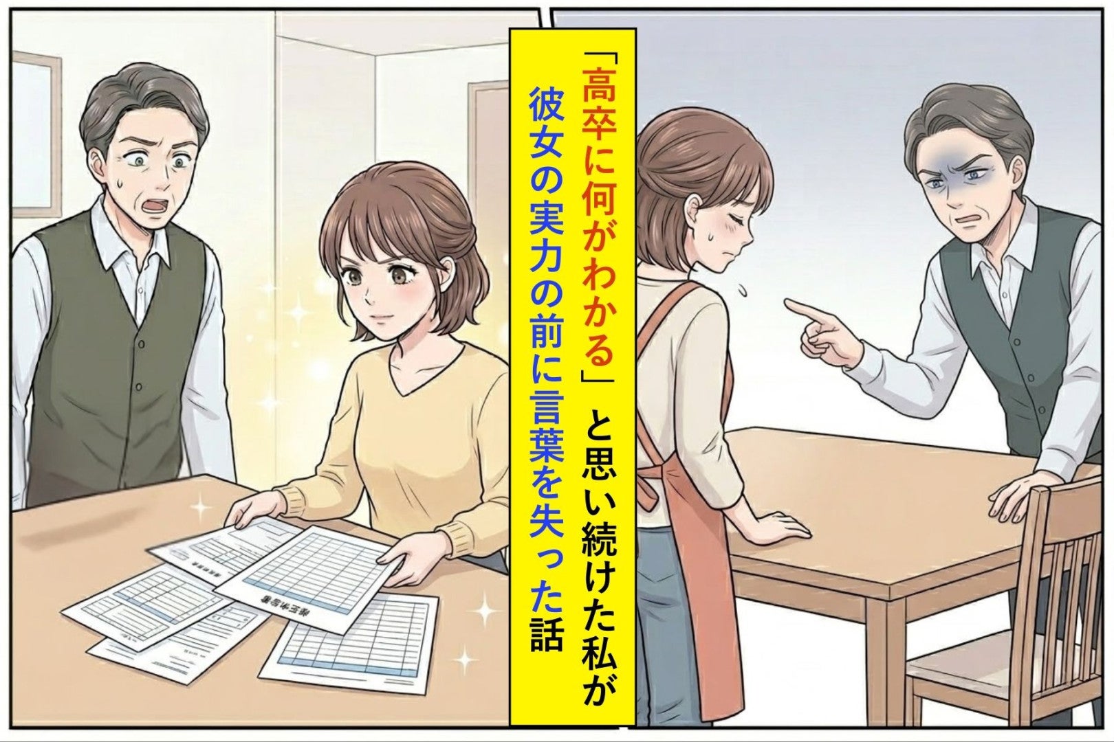 「高卒の嫁に何がわかる」と思い続けた私→嫁の実力の前に言葉を失った話