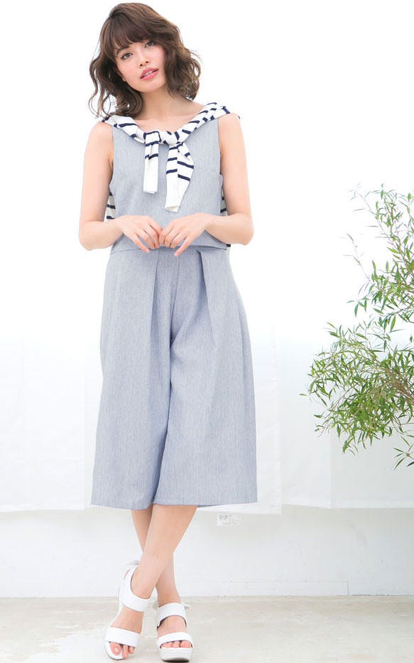 ショート丈ノースリブラウス×ガウチョパンツセットアップ「神戸レタス」3490円(税込)/画像提供:神戸レタス