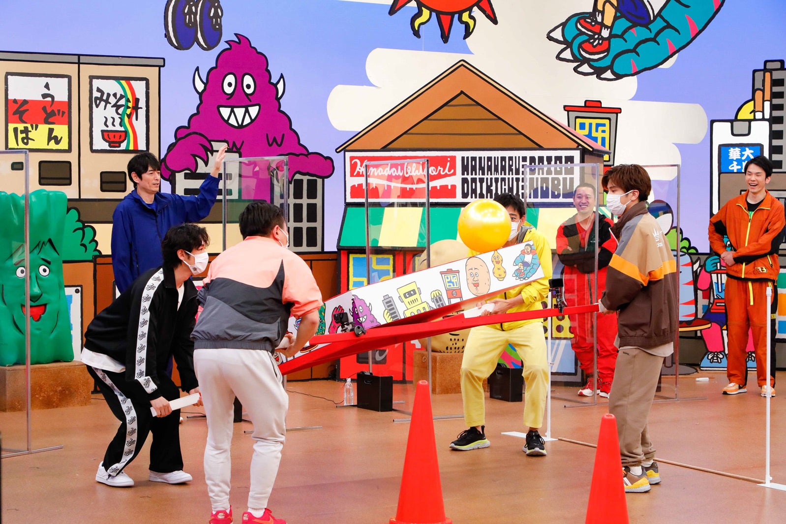 （左から）博多大吉、ディーン・フジオカ、山内健司、博多華丸、大悟、岩田剛典、濱家隆一（C）カンテレ