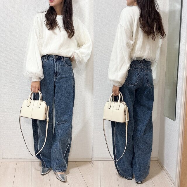 シンプルニットと合わせるだけでおしゃれ