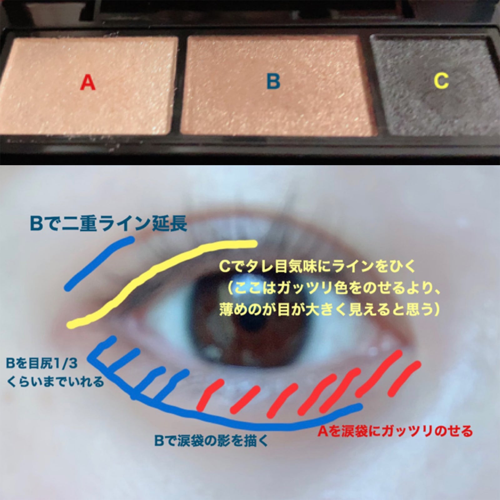 疑似影を描いて目幅をアップ／@K89782