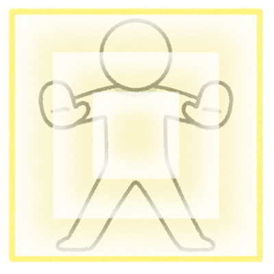 バリアを張る棒人間のイラスト(板)