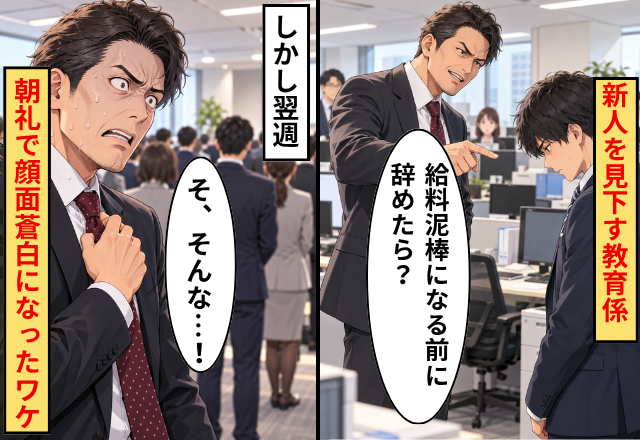 「給料泥棒になる前に、辞めたら？」新人を見下す教育係。しかし翌週⇒朝礼で顔面蒼白になったワケ