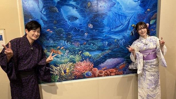 下野紘＆内田真礼、浴衣姿でお台場をさんぽ「東京トリックアート