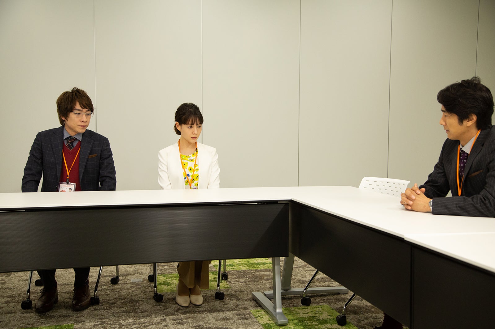 落合モトキ、トリンドル玲奈、眞島秀和／「パーフェクトクライム」第9話より（C）ABCテレビ