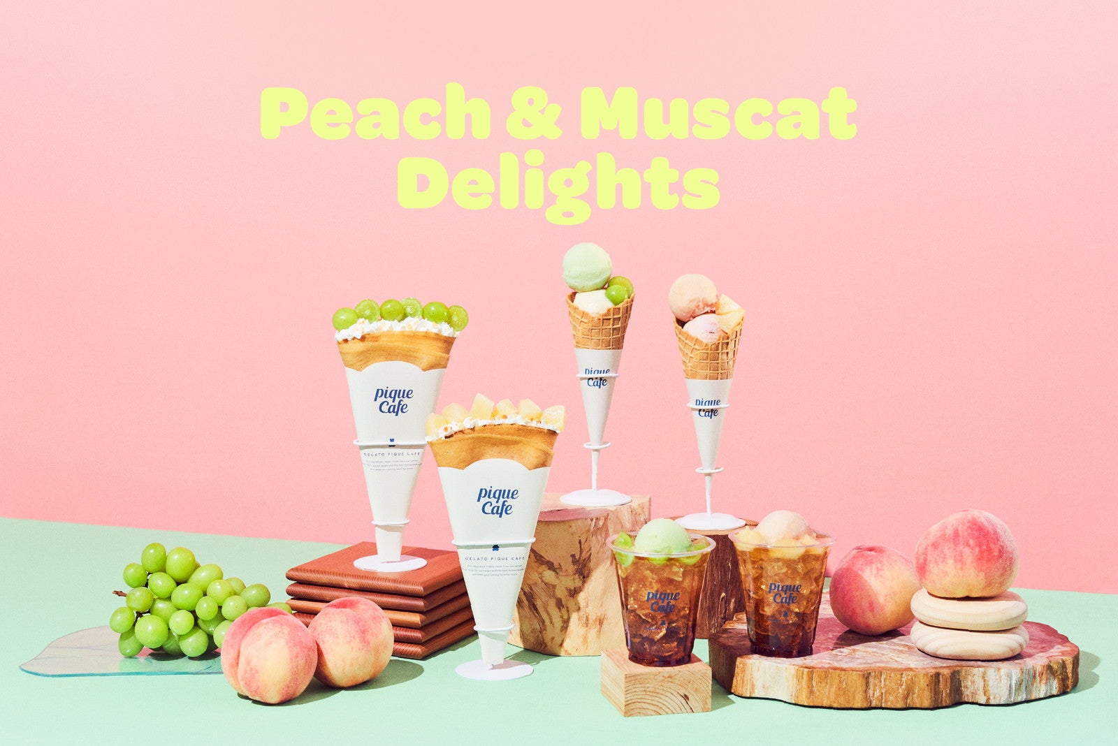 ジェラートピケカフェ“桃＆マスカット”秋限定クレープやジェラート、フロート登場