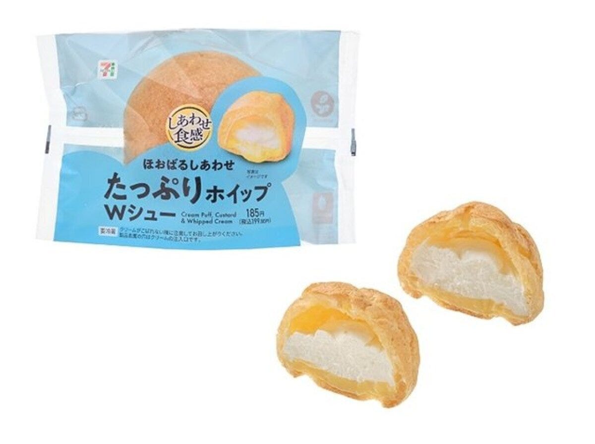 セブン-イレブン セブン シュークリーム リニューアル ほおばるしあわせたっぷりホイップWシュー セブン-イレブン セブン シュークリーム リニューアル ほおばるしあわせたっぷりホイップWシュー