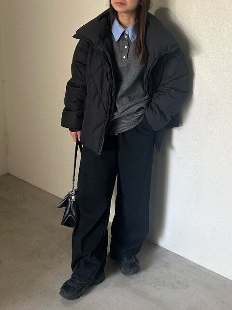 黒ダウン コーデ 黒ダウンコーデ1