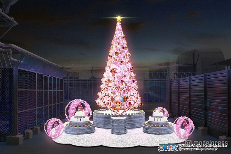 東京ワンピースタワーにXmas到来 チョッパーの桜色ツリーが登場