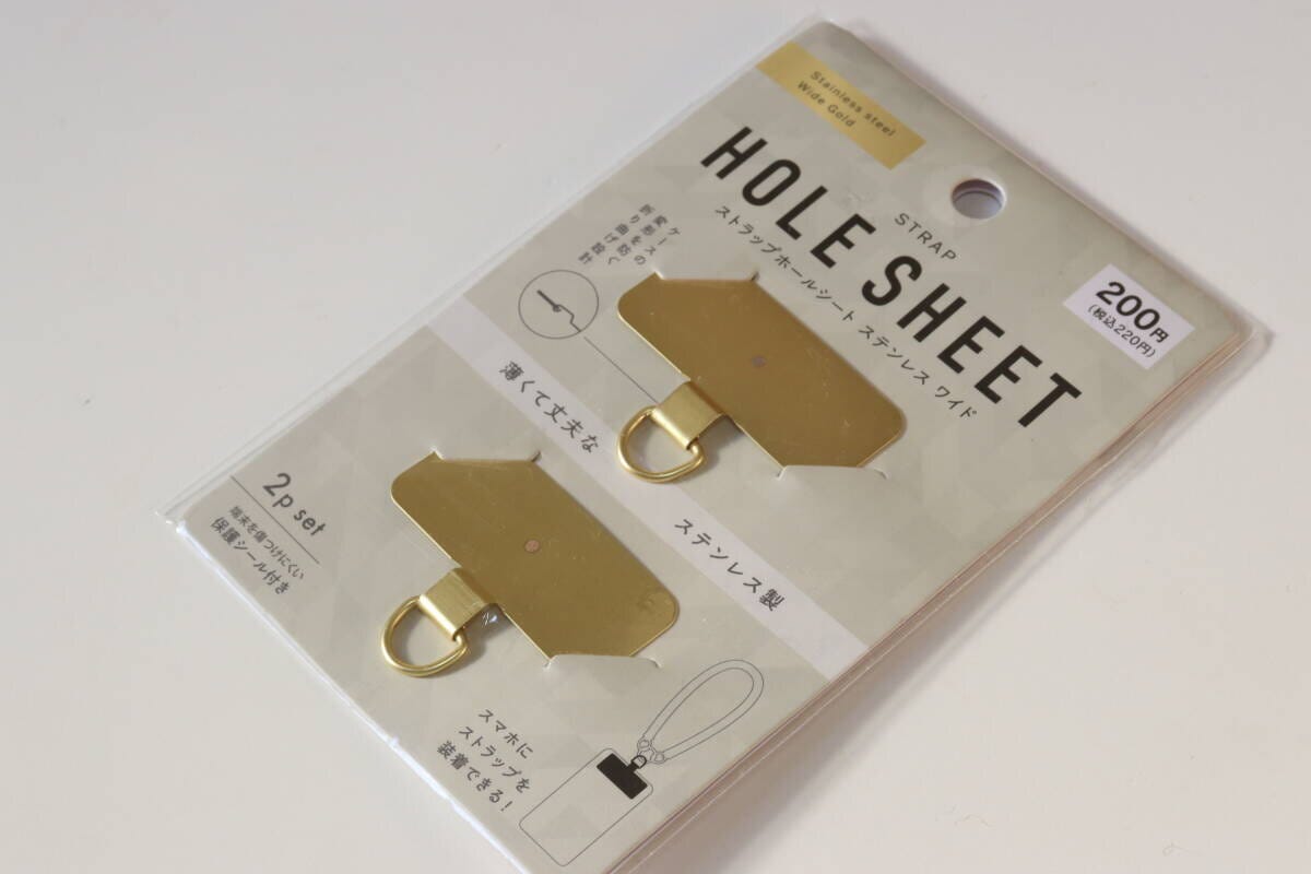 ストラップホールシート2P　ステンレス　ワイド　ゴールド