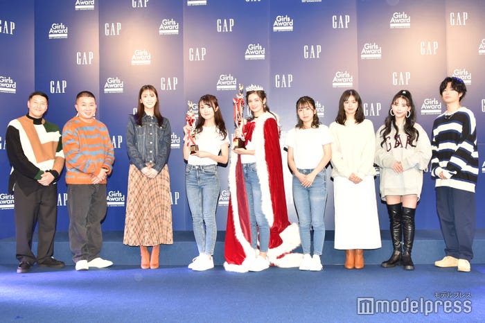 長田庄平、松尾駿、貴島明日香、TOMOさん、ミシェルさん、あゆみさん、紺野彩夏、ミチ、曽田陵介/「GAP PRESENTS GirlsAward AUDITION 2021 AUTUMN/WINTER」受賞イベントより(C)モデルプレス