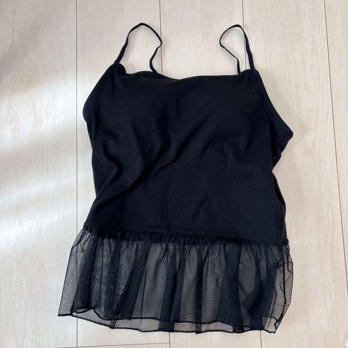 GUブラフィールペプラムキャミソール　BLACK