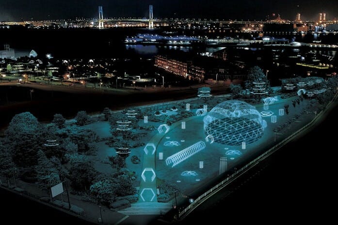 街と光のアートイルミネーション「ヨルノヨ」新港中央広場の様子（イメージ、画像提供）