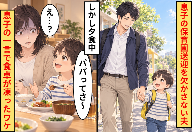 息子の保育園送迎を欠かさない夫。しかし夕食中⇒「パパってさ～」息子の“一言”で食卓が凍ったワケ
