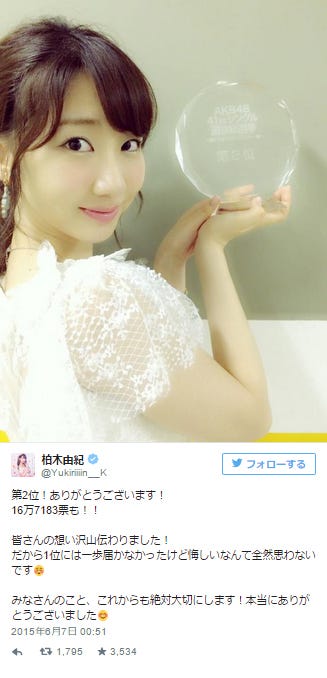 柏木由紀Twitterより