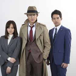 大型ドラマプロジェクト「銭形警部」に出演する（左から）前田敦子、鈴木亮平、三浦貴大