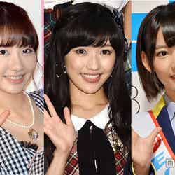 AKB48グループが今最も恐れる現役アイドルを発表／左から：AKB48柏木由紀、AKB48渡辺麻友、HKT48宮脇咲良【モデルプレス】