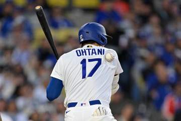 大谷翔平 無安打も死球で連続出塁試合「47」 ロバーツ監督「投球には影響しないと思う」