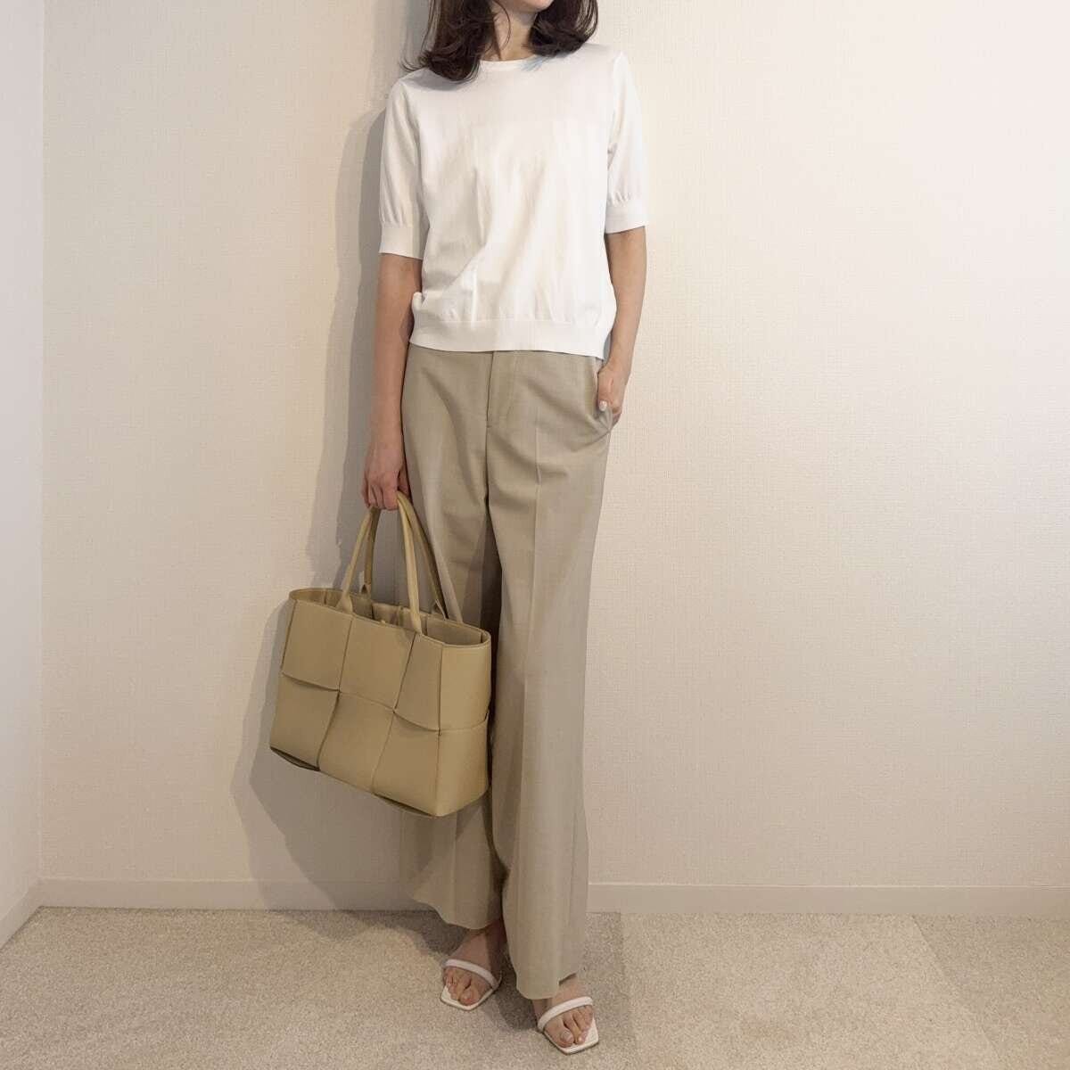 N.O.R.C　ハーフスリーブニット　1枚コーデ　パンツスタイル