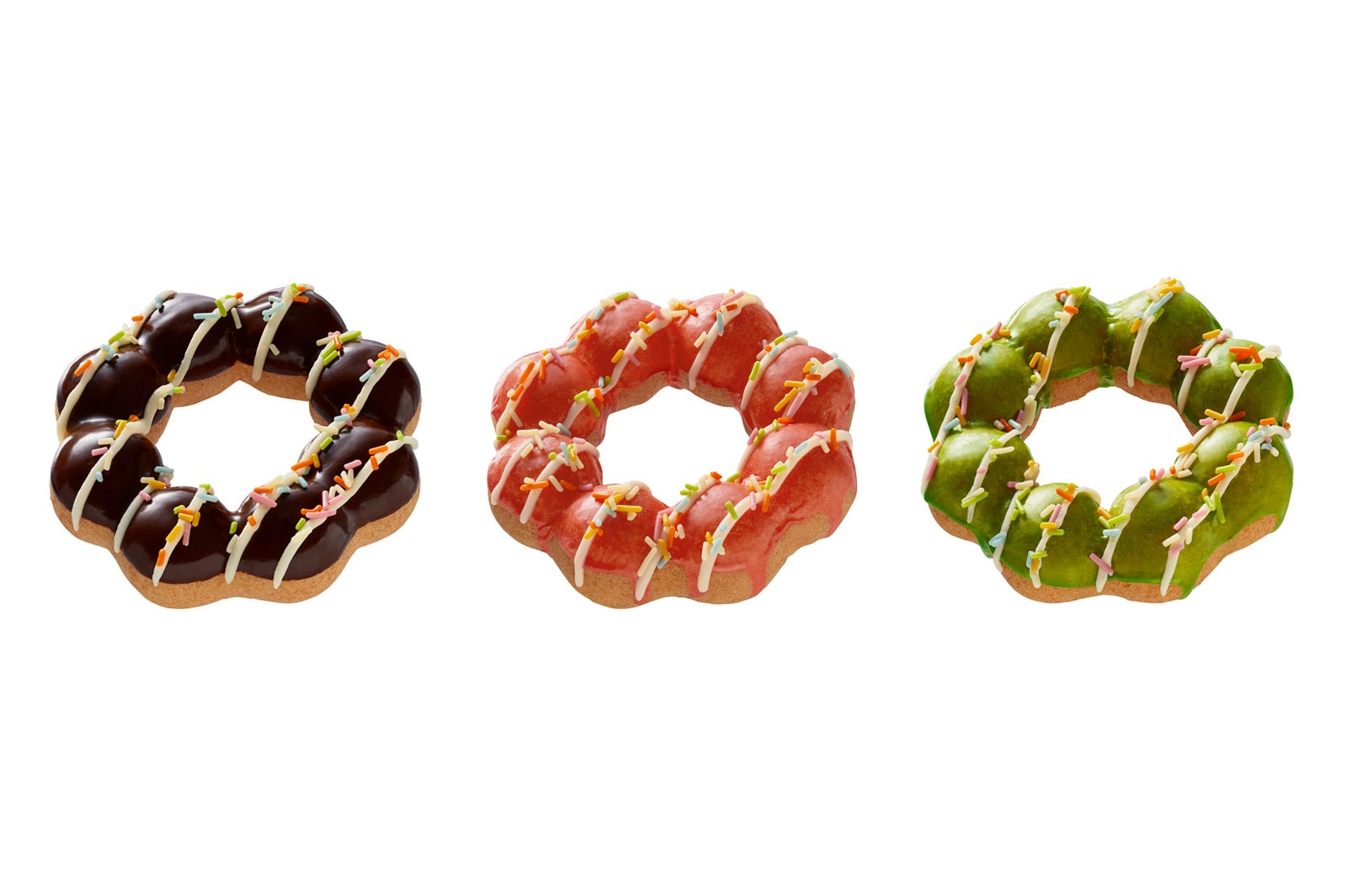 左からチョコ、ラズベリーフレーバー、ピスタチオフレーバー／画像提供：ダスキン