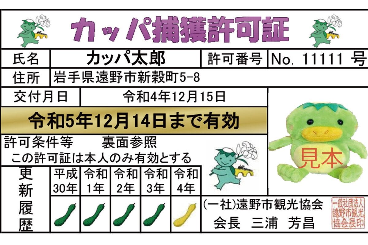 カッパ捕獲許可証