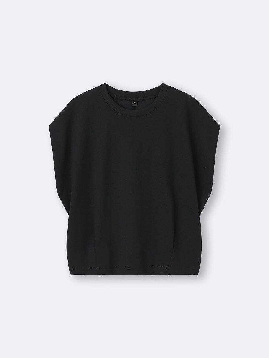 黒いドライウエストタックTシャツの平置き 黒いドライウエストタックTシャツの平置き
