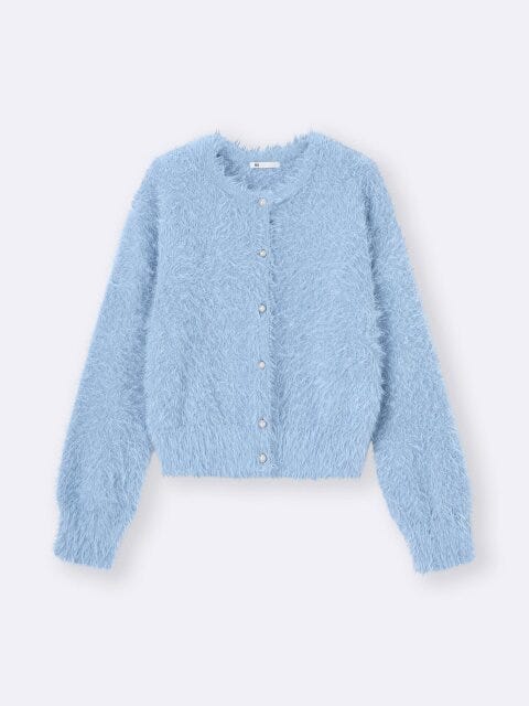 シャイニークルーネックカーディガン 2025gu冬キレイ色シャイニークルーネックカーディガン