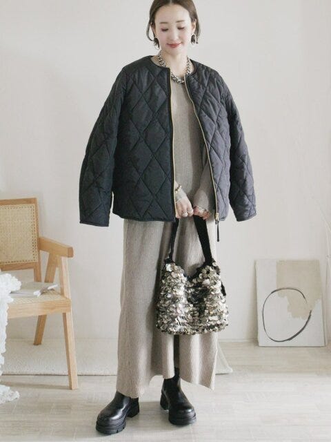 キルティング コート アウター コーデ キルティングアウターコーデ