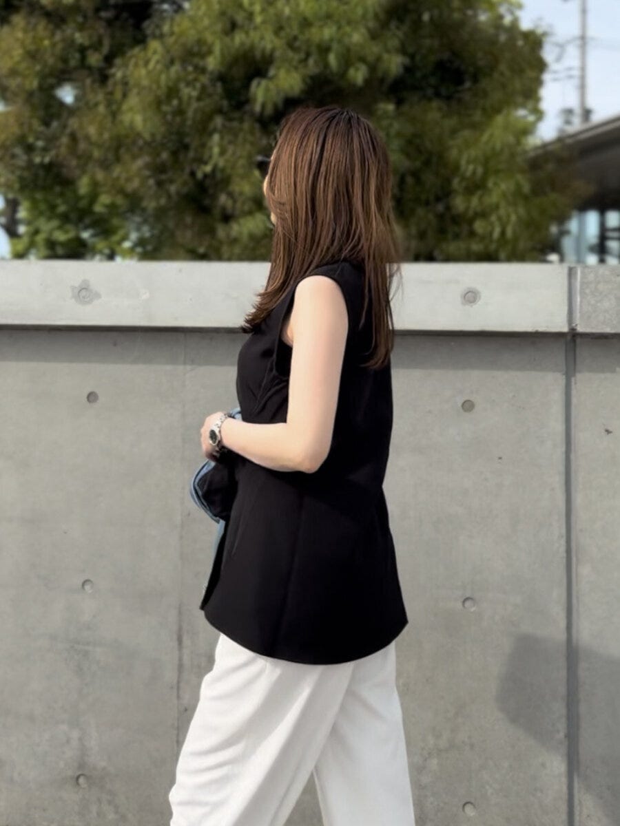 coca 2wayリボントップス coca 2wayリボントップス ヒップにかかる丈感の横シルエット