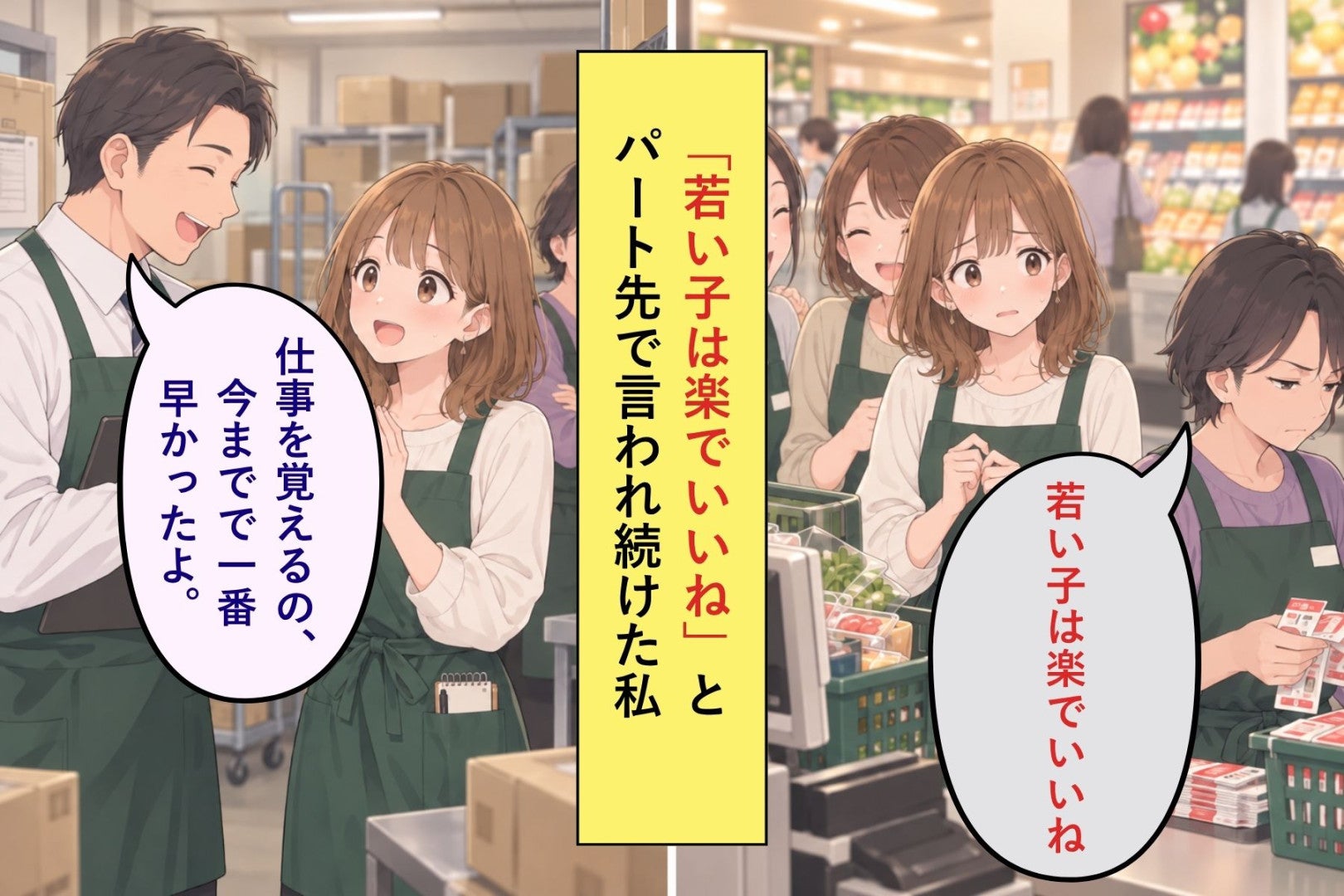 「若い子は楽でいいね」とパート先で言われ続けた私→バックヤードで店長から言われた一言