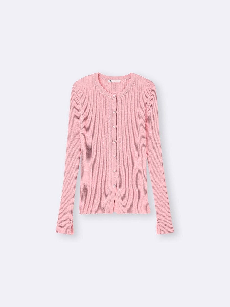 GUのシアーリブカーディガン