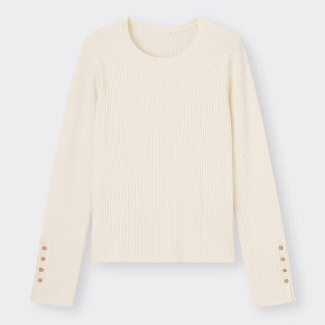 GU　リブボタンスリーブセーター