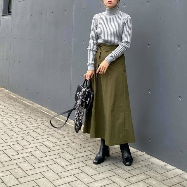 CARIAGGI ニットスカート カーキ （今年は「カーキ」で垢抜ける♡すぐ 